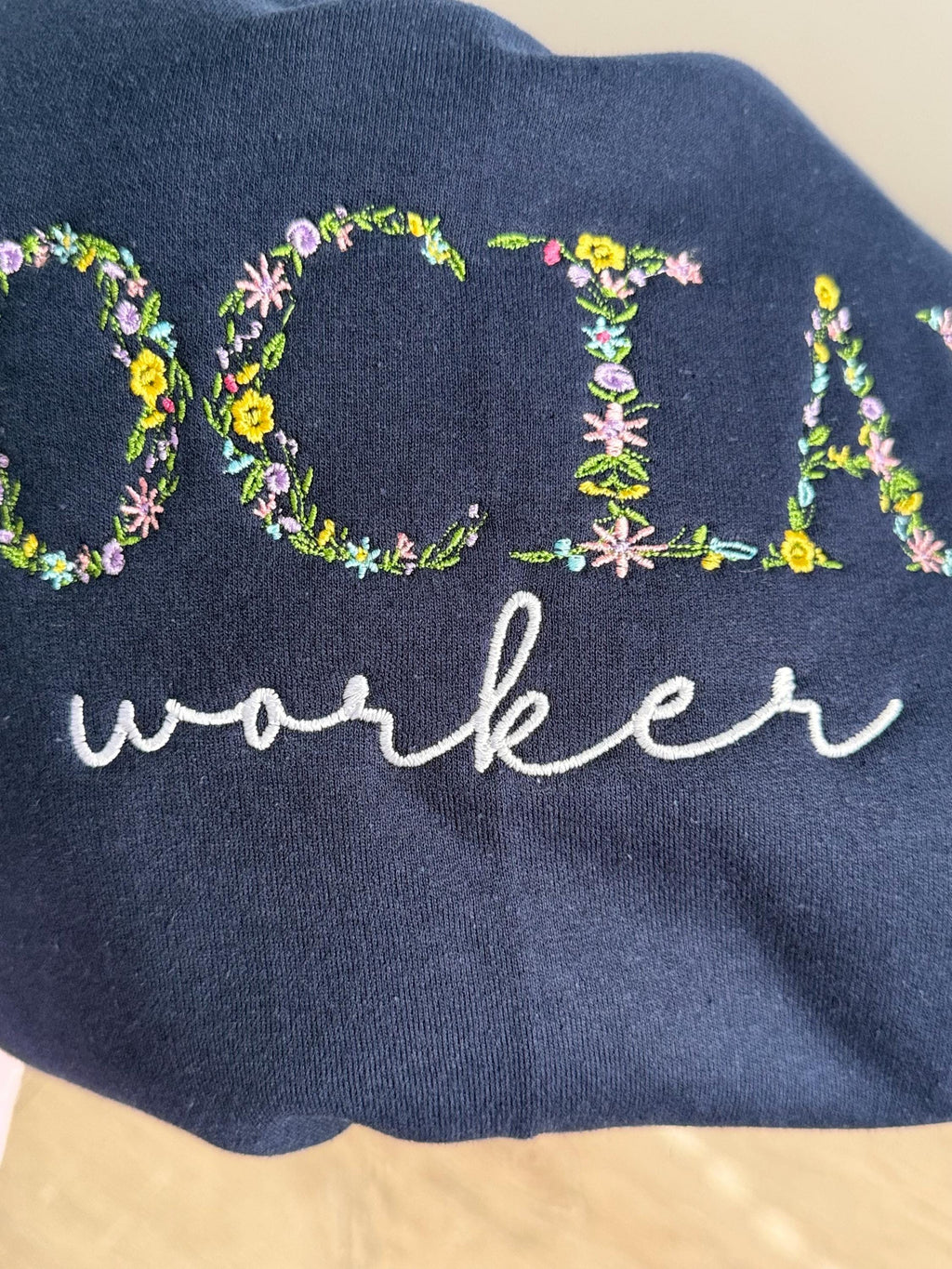 Embroidered Floral Social Worker Sweatshirt