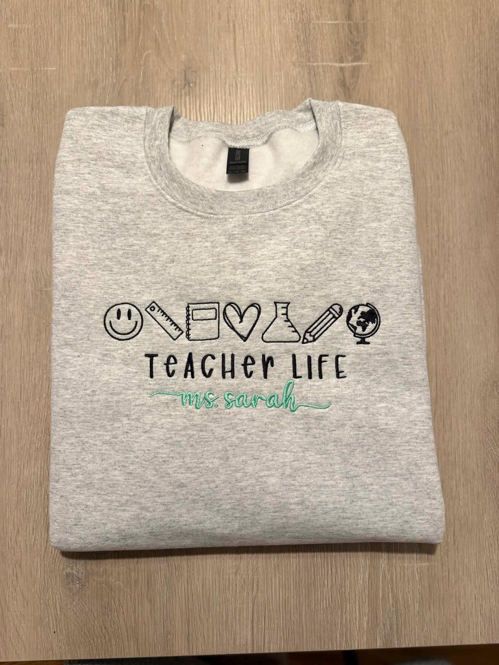 Personalized Teacher Life Embroidered Sweatshirt, Custom Name Crewneck, Back to School Sweater