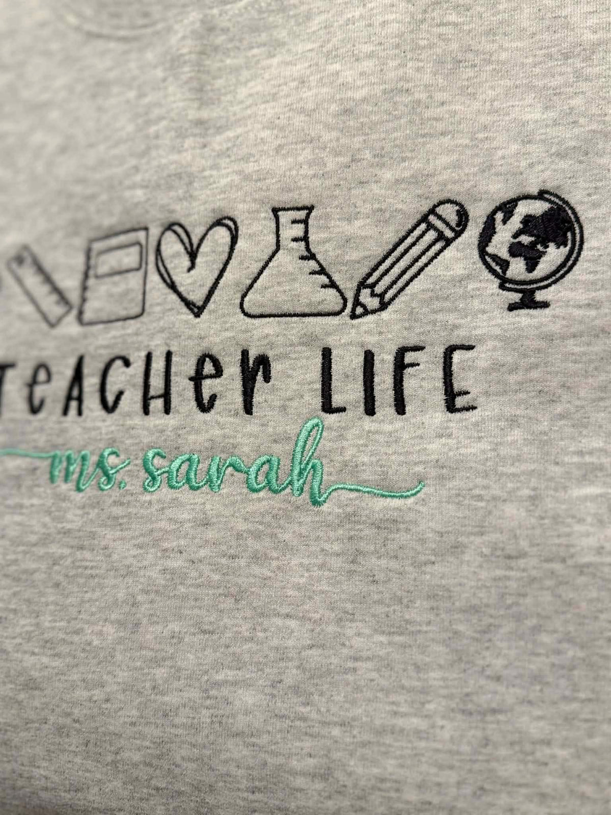 Personalized Teacher Life Embroidered Sweatshirt, Custom Name Crewneck, Back to School Sweater