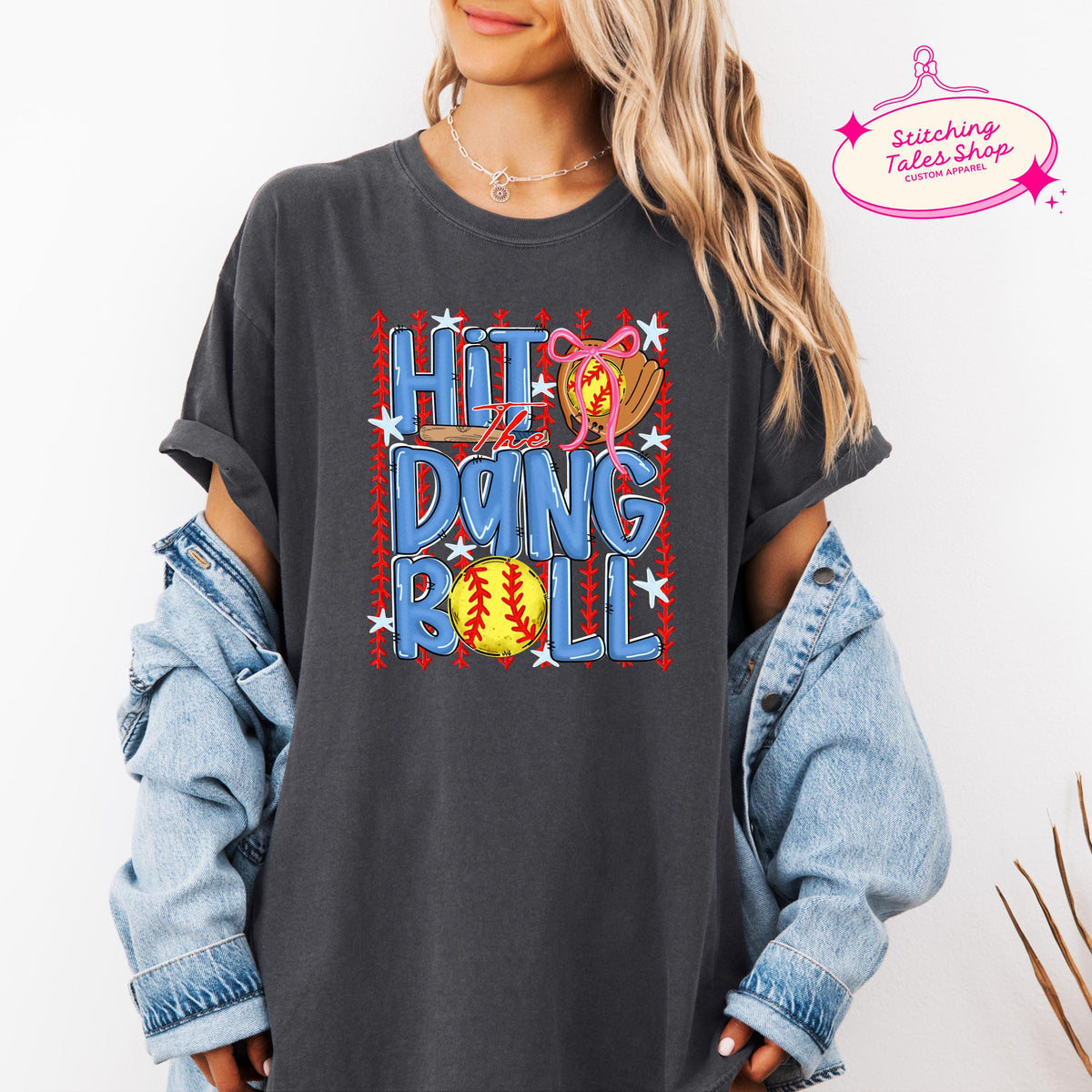 Hit The Dang Ball Softball Shirt, Comfort Colors 1717 Tee, Game Day Apparel