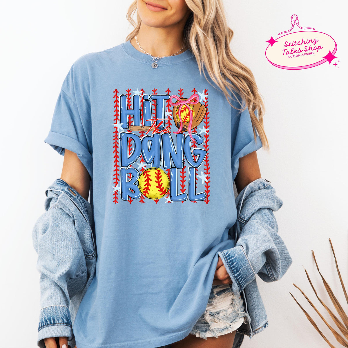 Hit The Dang Ball Softball Shirt, Comfort Colors 1717 Tee, Game Day Apparel