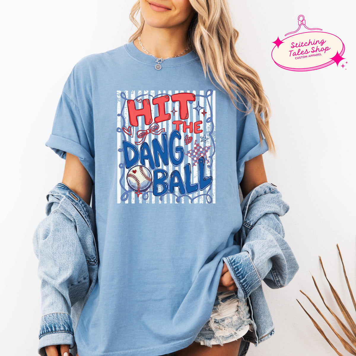 Hit The Dang Ball Shirt, Funny Baseball Mom Tee, Game Day Comfort Colors 1717