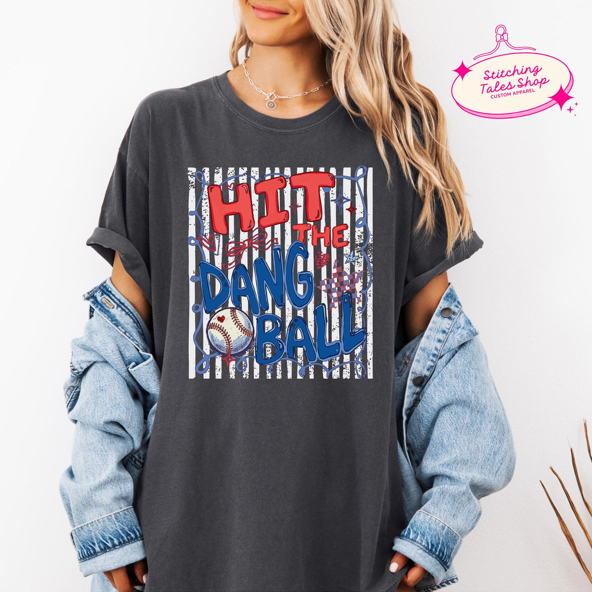 Hit The Dang Ball Shirt, Funny Baseball Mom Tee, Game Day Comfort Colors 1717