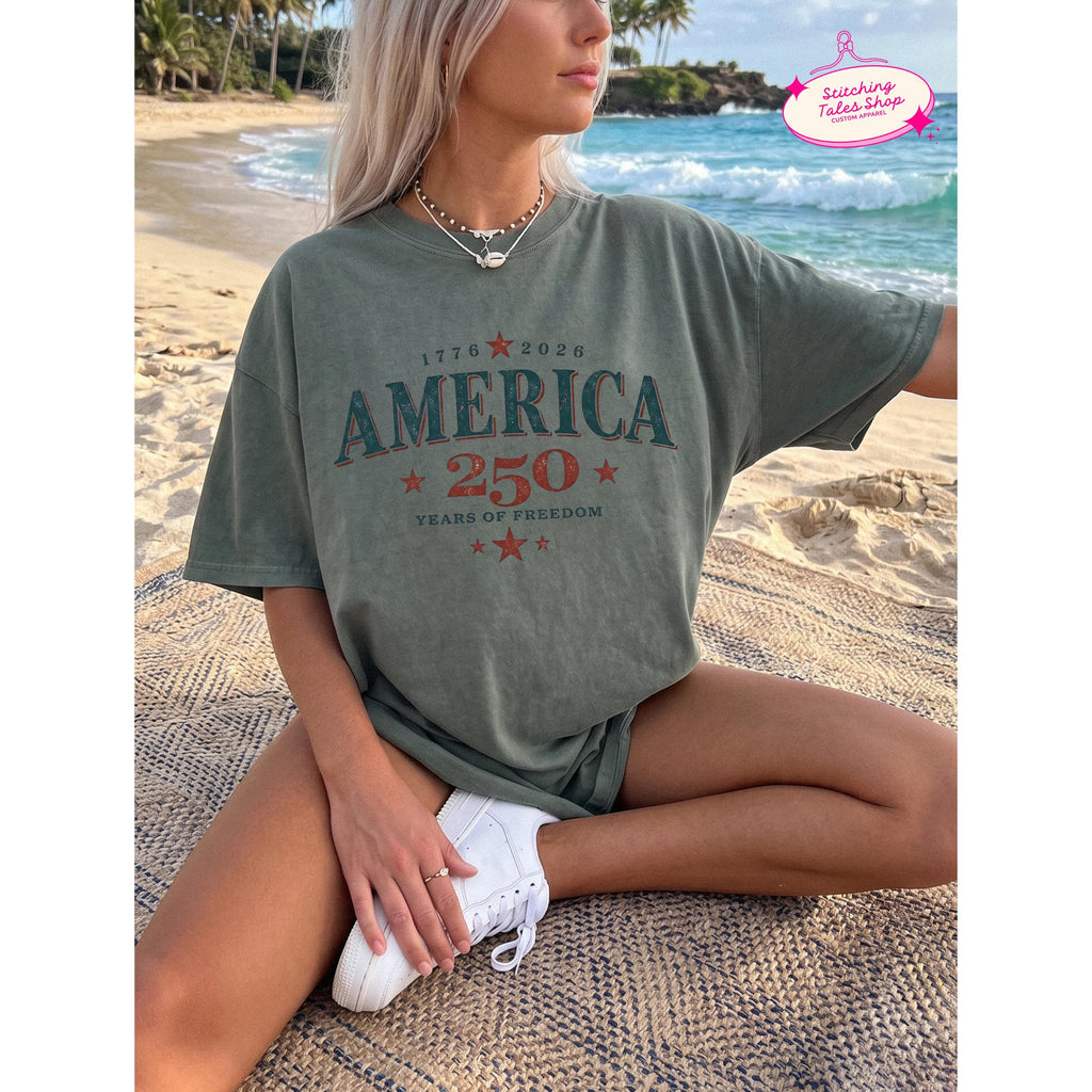 America 250 Shirt, Vintage USA Graphic Tee, Comfort Colors 1717, Patriotic Summer Outfit