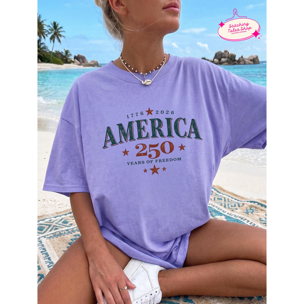 America 250 Shirt, Vintage USA Graphic Tee, Comfort Colors 1717, Patriotic Summer Outfit