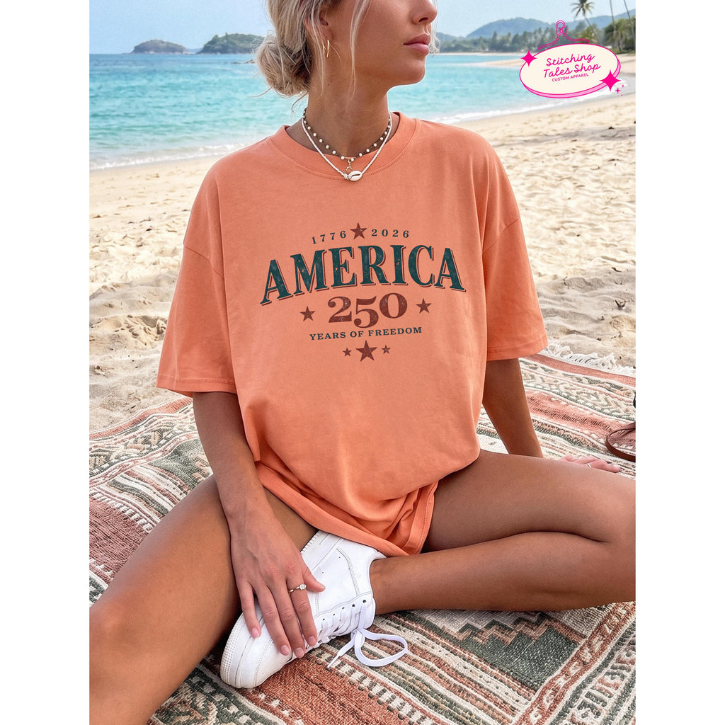 America 250 Shirt, Vintage USA Graphic Tee, Comfort Colors 1717, Patriotic Summer Outfit