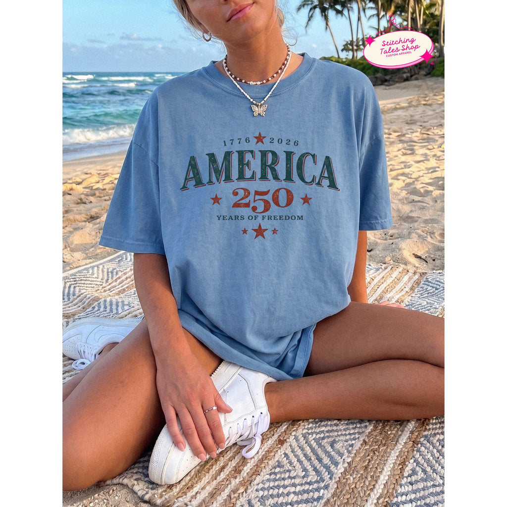 America 250 Shirt, Vintage USA Graphic Tee, Comfort Colors 1717, Patriotic Summer Outfit