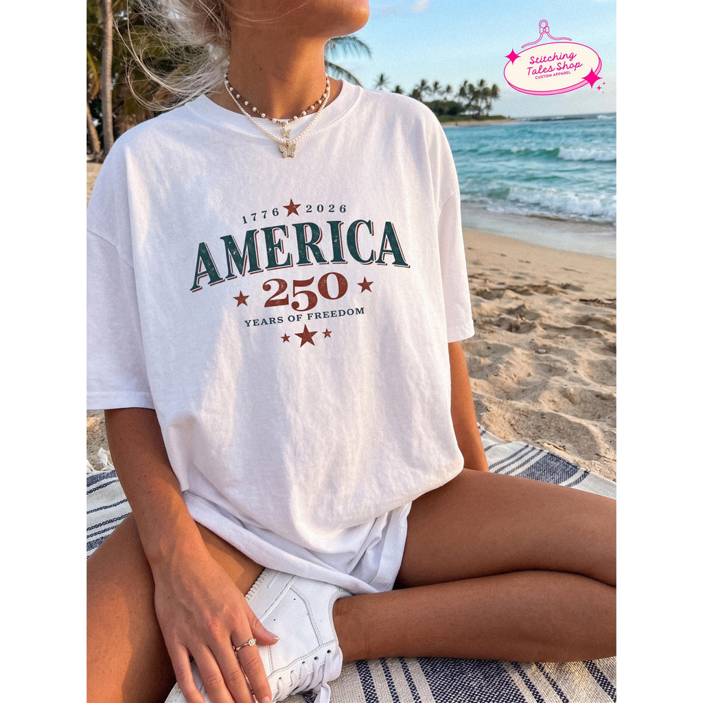 America 250 Shirt, Vintage USA Graphic Tee, Comfort Colors 1717, Patriotic Summer Outfit