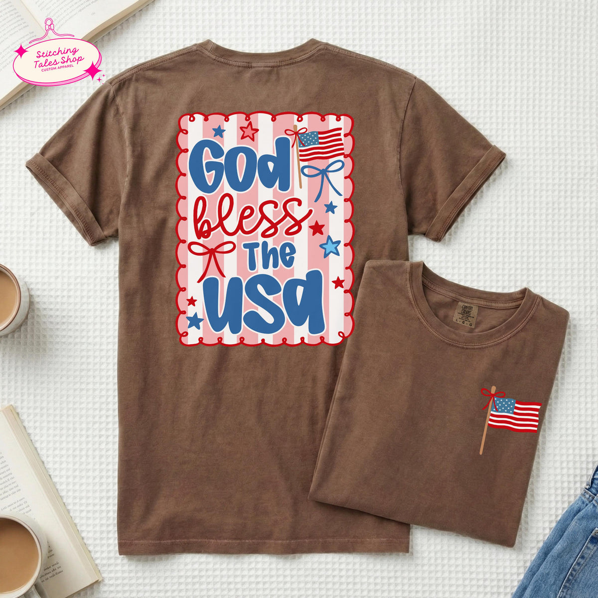 God Bless USA Shirt, Patriotic Christian Tee, Comfort Colors 1717, Faith Graphic Tee
