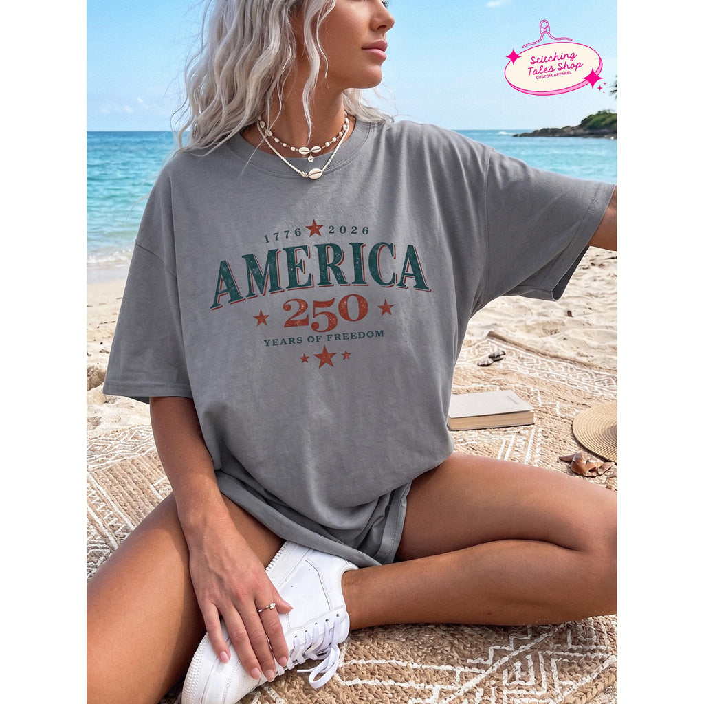 America 250 Shirt, Vintage USA Graphic Tee, Comfort Colors 1717, Patriotic Summer Outfit