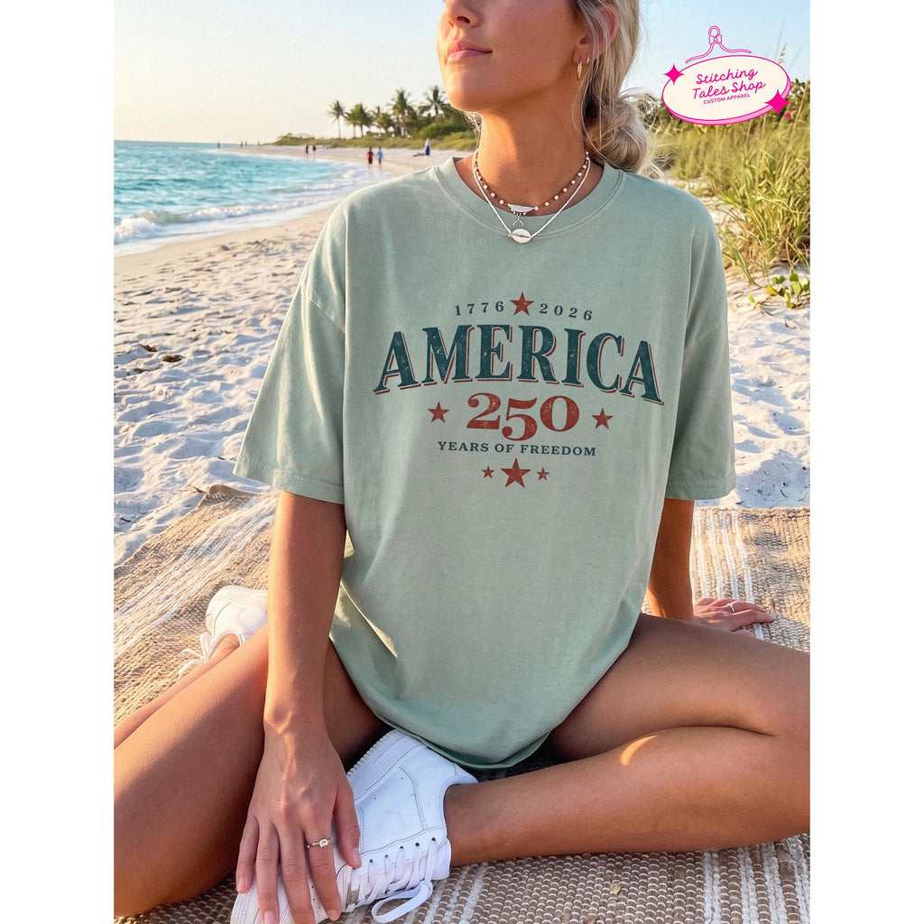 America 250 Shirt, Vintage USA Graphic Tee, Comfort Colors 1717, Patriotic Summer Outfit