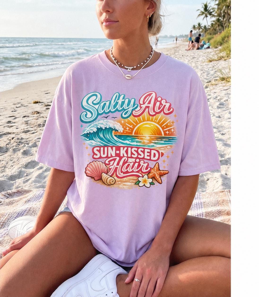 Salty Air Sun-Kissed Hair Shirt, Comfort Colors Beach T-Shirt, Coastal Summer Tee, Ocean Vacation Graphic Shirt