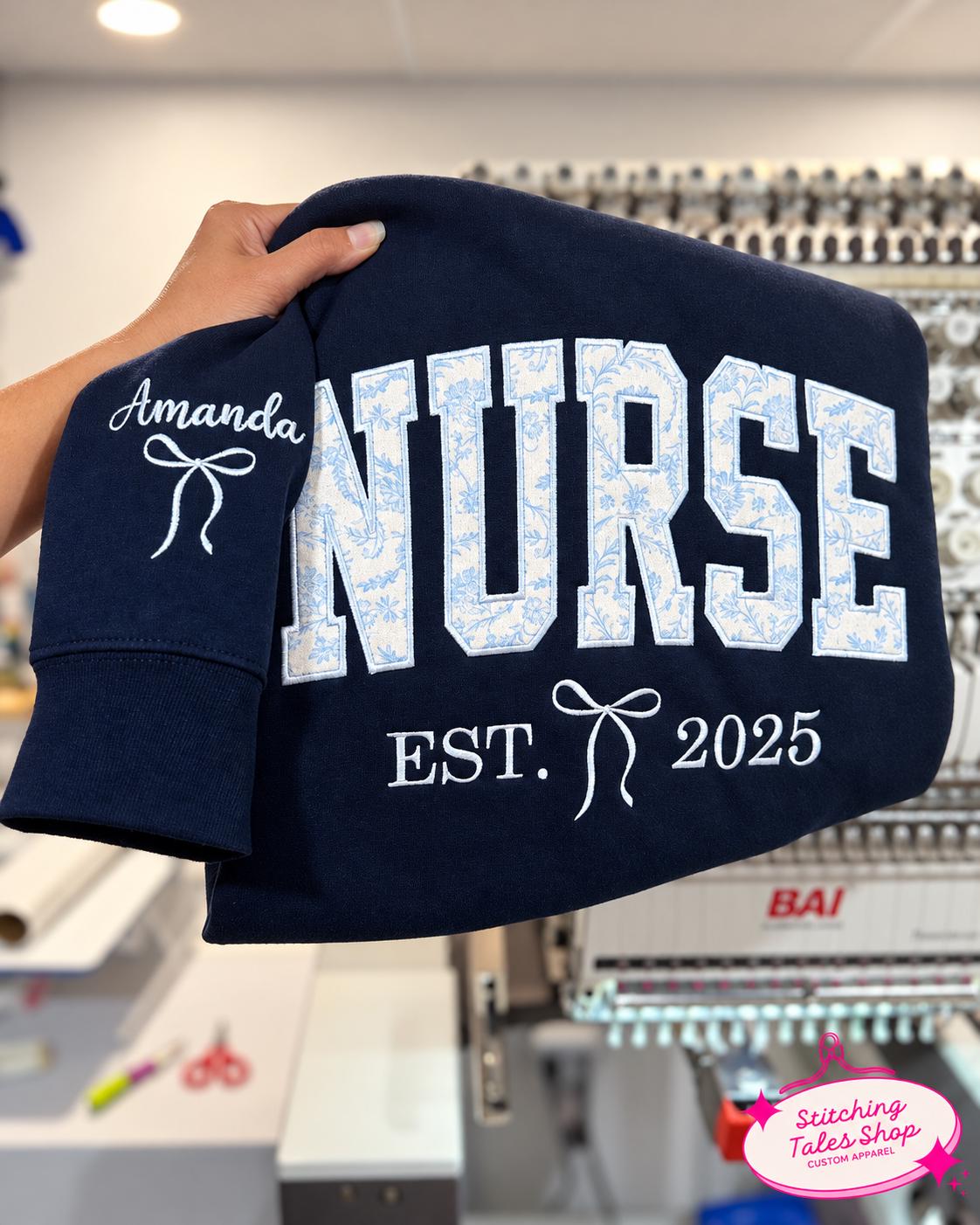Personalized Nurse Applique Sweatshirt
