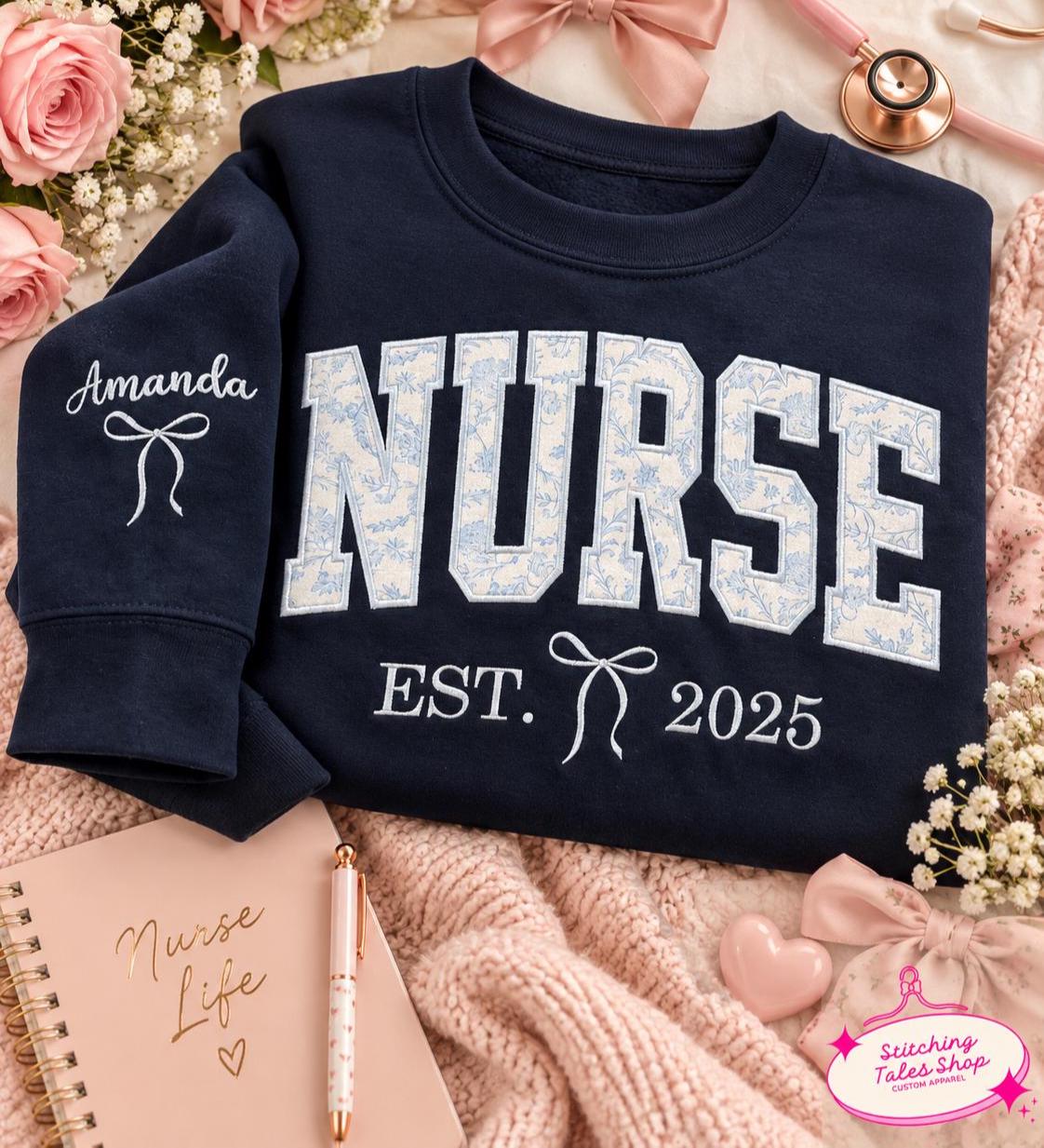 Personalized Nurse Applique Sweatshirt