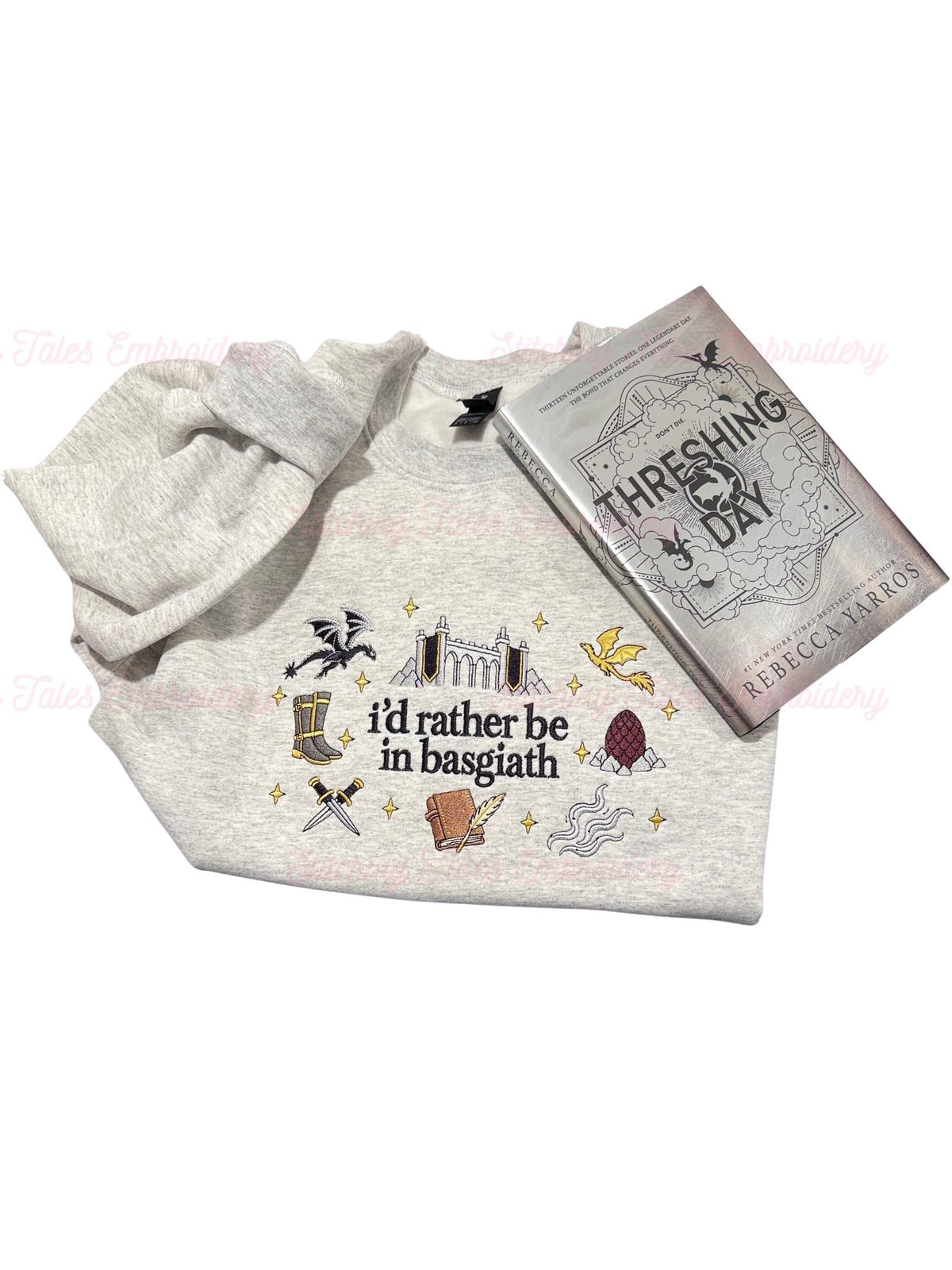 Fancy Island Rides I'd Rather Be in Basgiath Embroidered Sweatshirt , Fantasy Dragon Ride ...
