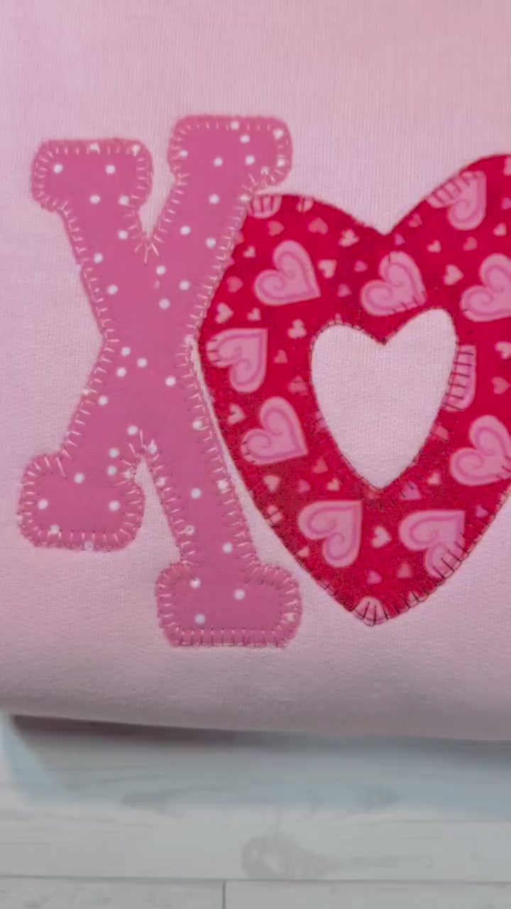 XOXO Embroidered Heart Crewneck Sweatshirt, Valentine's Day Gift